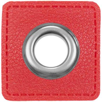 Ösen-Patches Hellrot Breite 32 mm ,Höhe 32 mm , Ø 10 mm